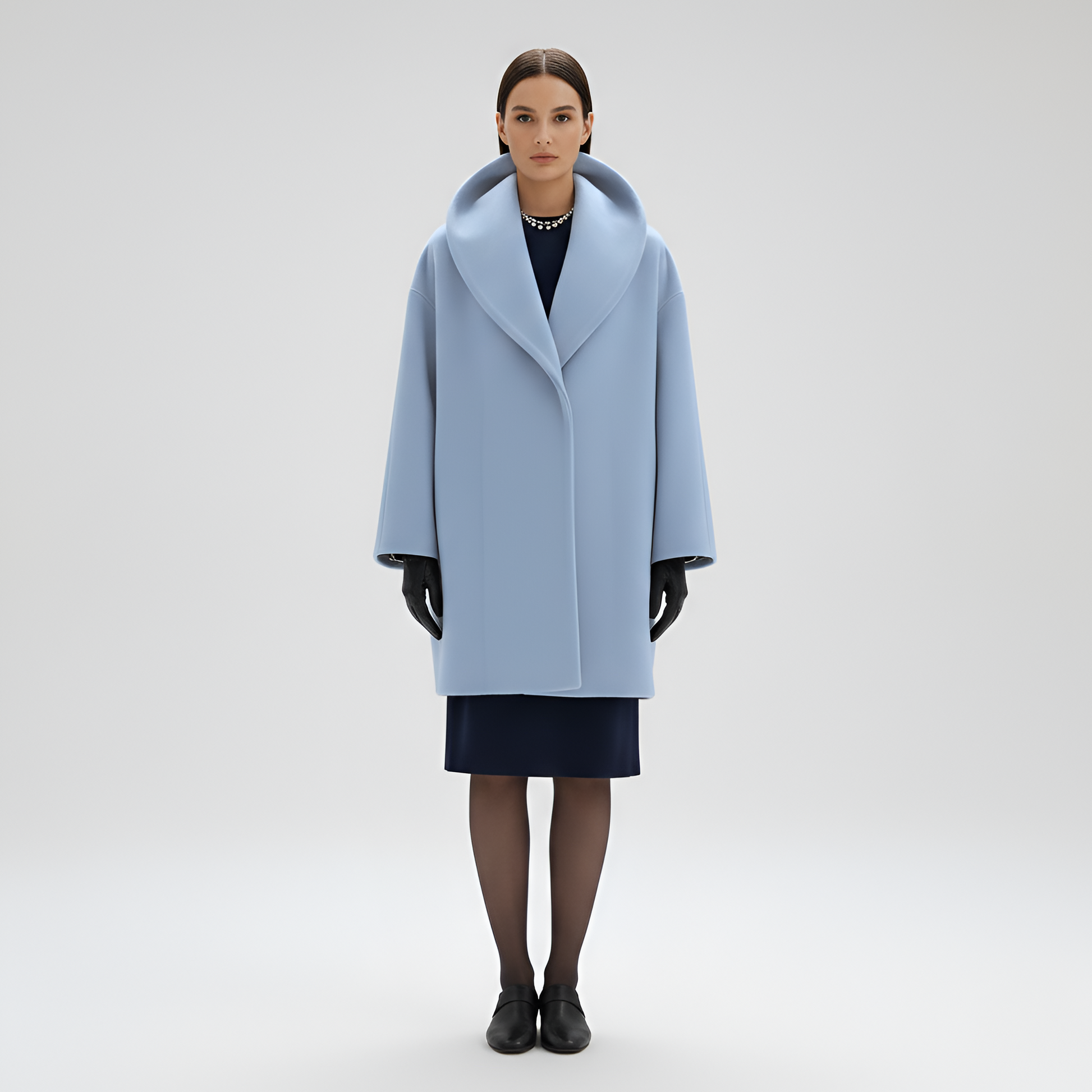 Women's Wool Blend Midi Coat Shawl Collar Winter - VibreMode