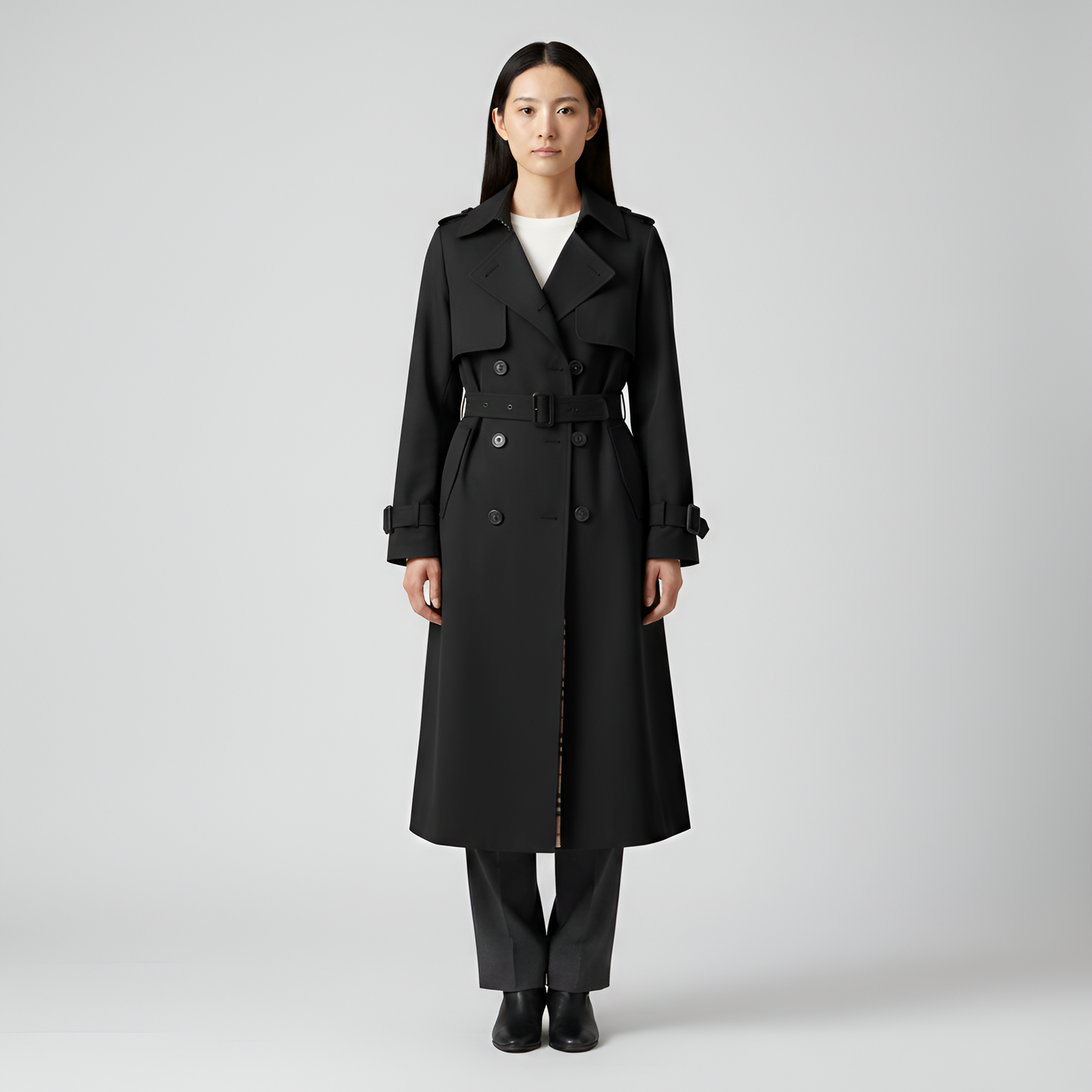 Women's Double Breasted Cotton Trench Coat - VibreMode