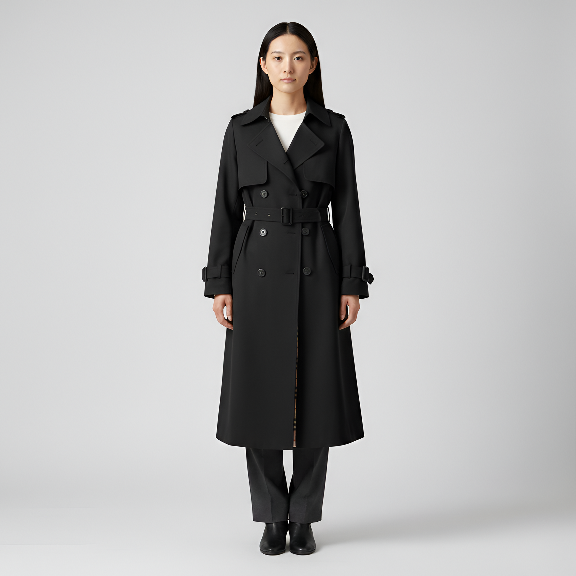 Women's Double Breasted Cotton Trench Coat - VibreMode