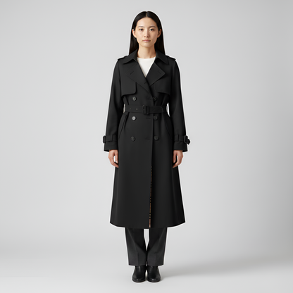 Women's Double Breasted Cotton Trench Coat - VibreMode