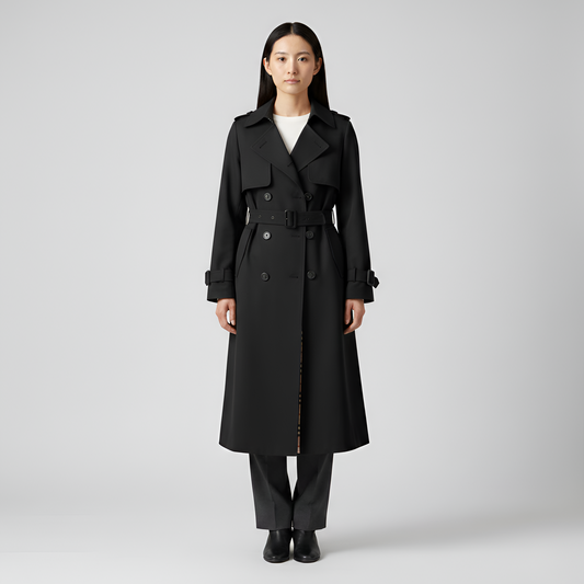Women's Double Breasted Cotton Trench Coat - VibreMode