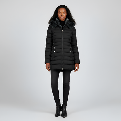 Women's Insulated Winter Coat Hooded Quilted Parka Jacket