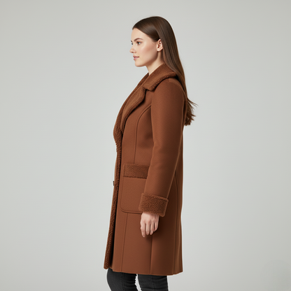 Women's Winter Coat Brown Sherpa Lining