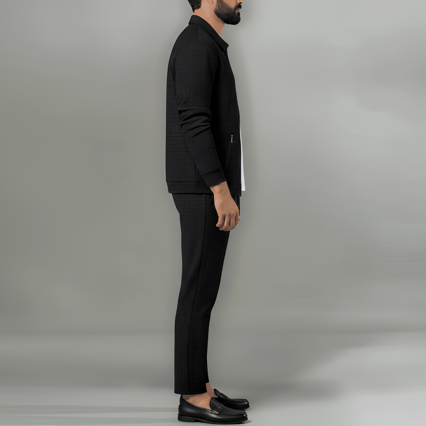 Men's Waffle Knit Tracksuit Lounge Set Jacket and Pants