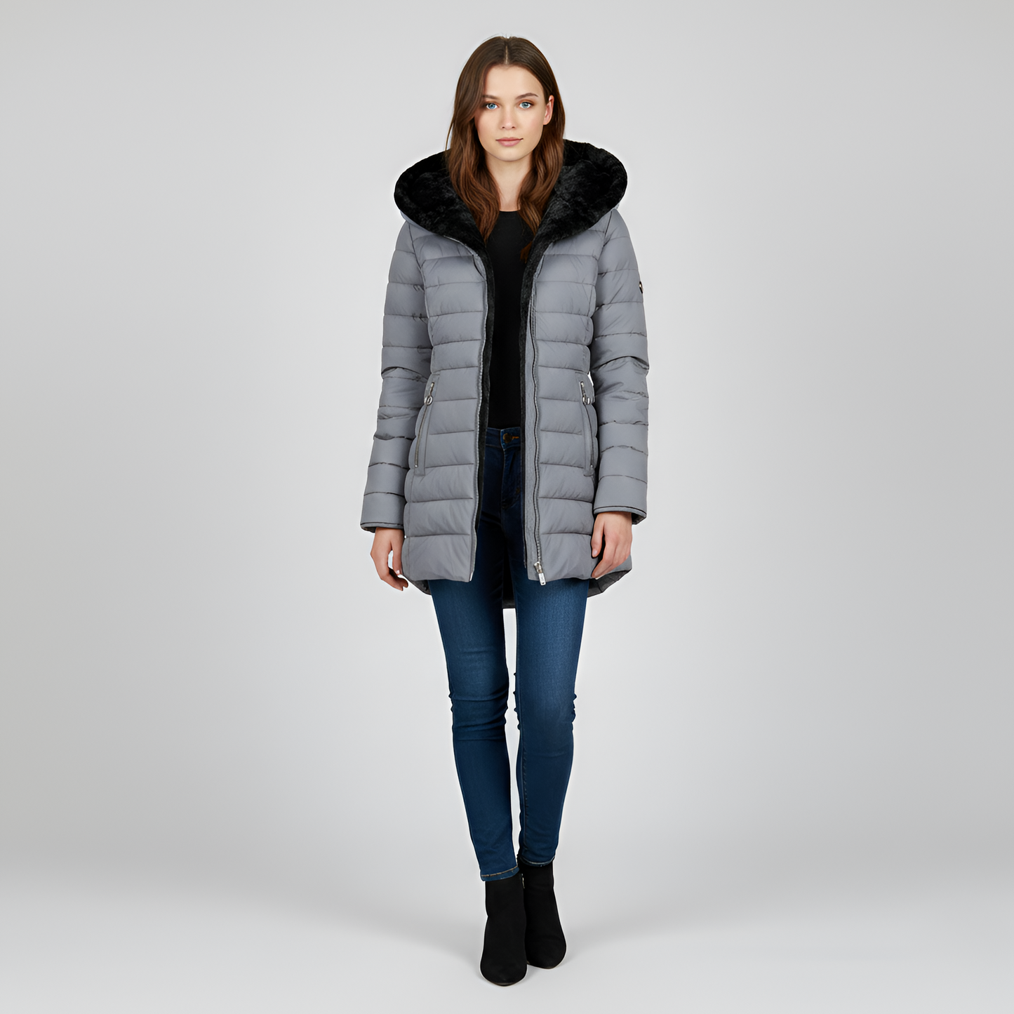 Women's Insulated Winter Coat Hooded Quilted Parka Jacket - VibreMode