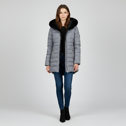 Women's Insulated Winter Coat Hooded Quilted Parka Jacket - VibreMode