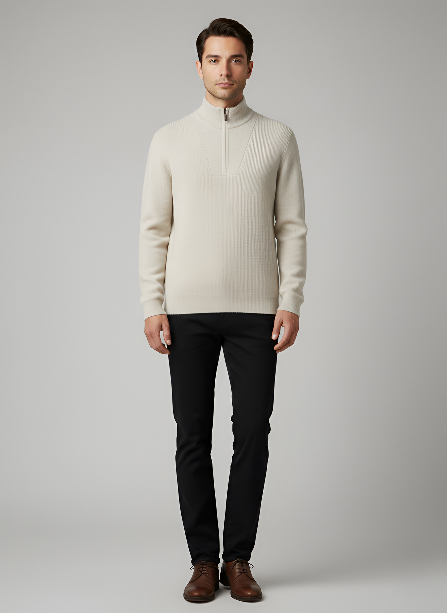 Men's Half Zip Sweater Knit Pullover - VibreMode