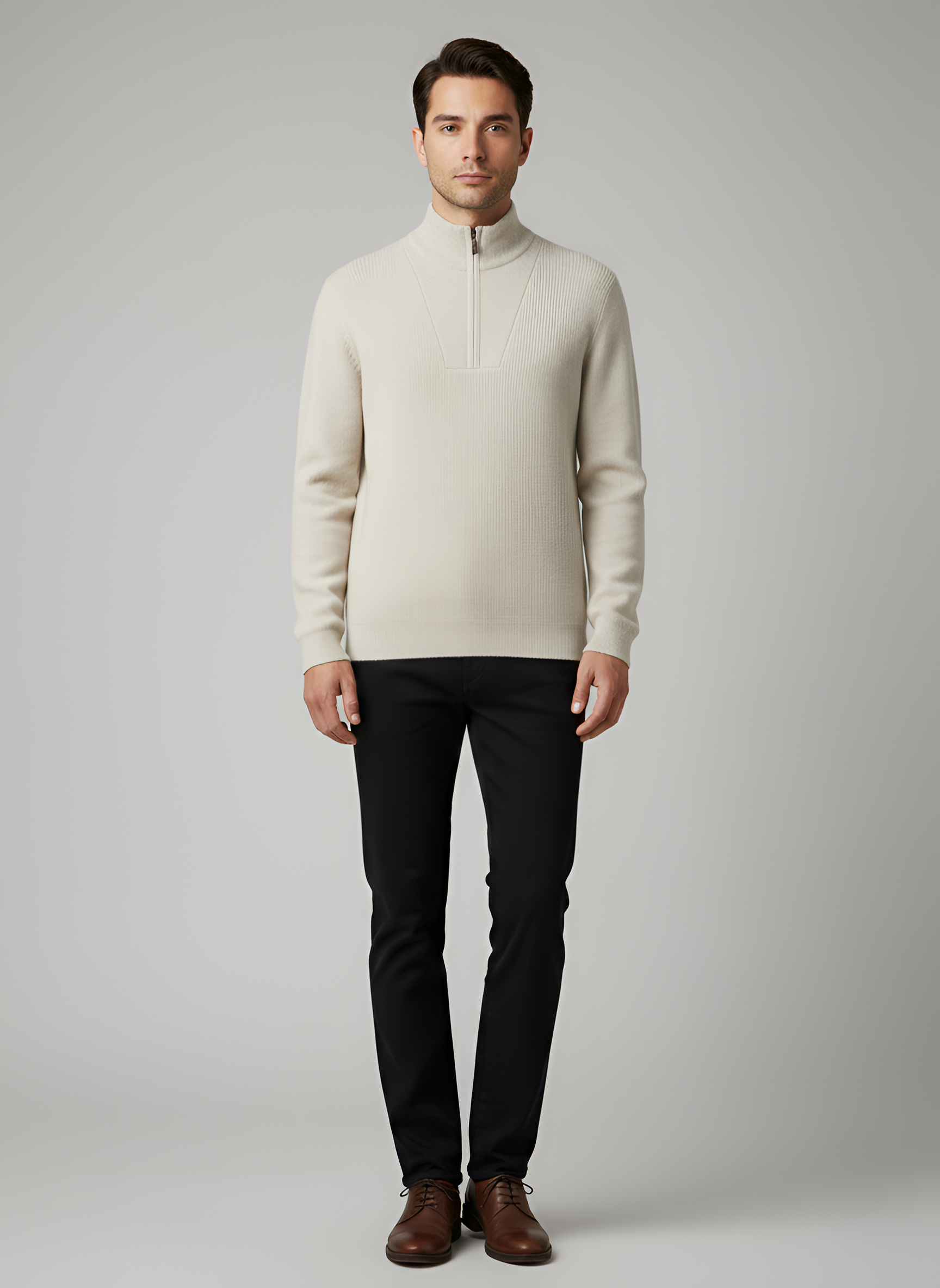 Men's Half Zip Sweater Knit Pullover - VibreMode