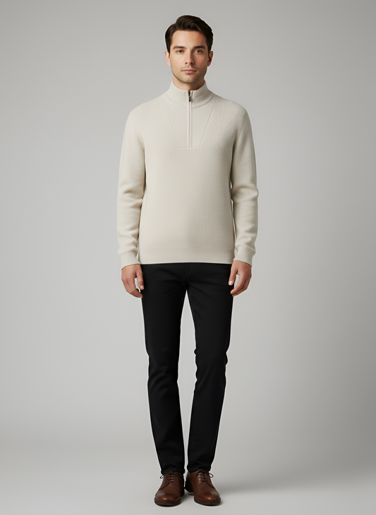 Men's Half Zip Sweater Knit Pullover - VibreMode
