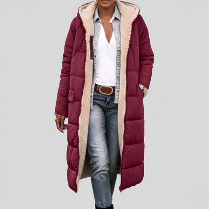 Women's Quilted Winter Coat Faux Fur Lined Hooded