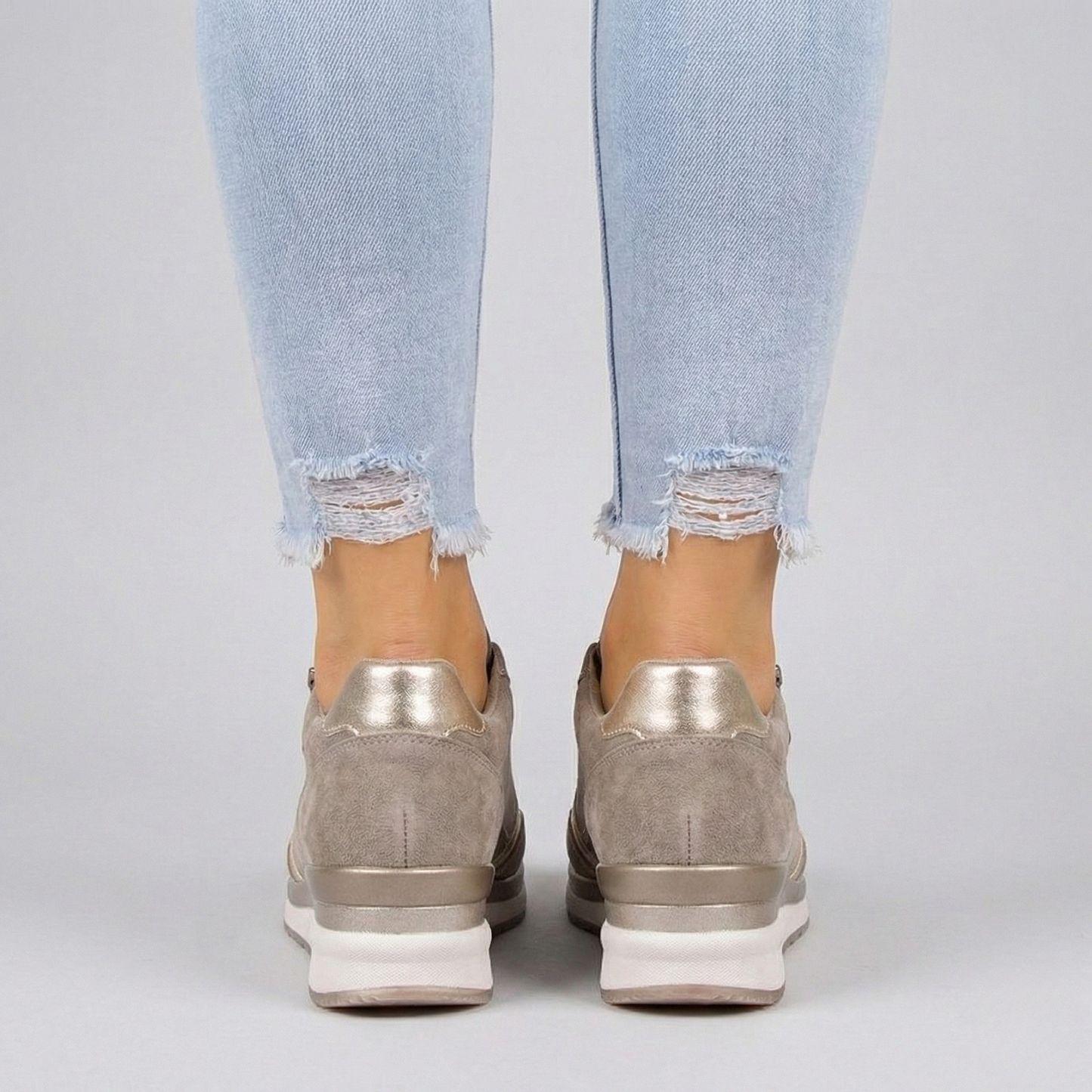 Women's Wedge Sneakers Side Zip Lace Up