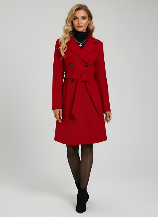 Women's Double Breasted Wool Coat Long Winter - VibreMode