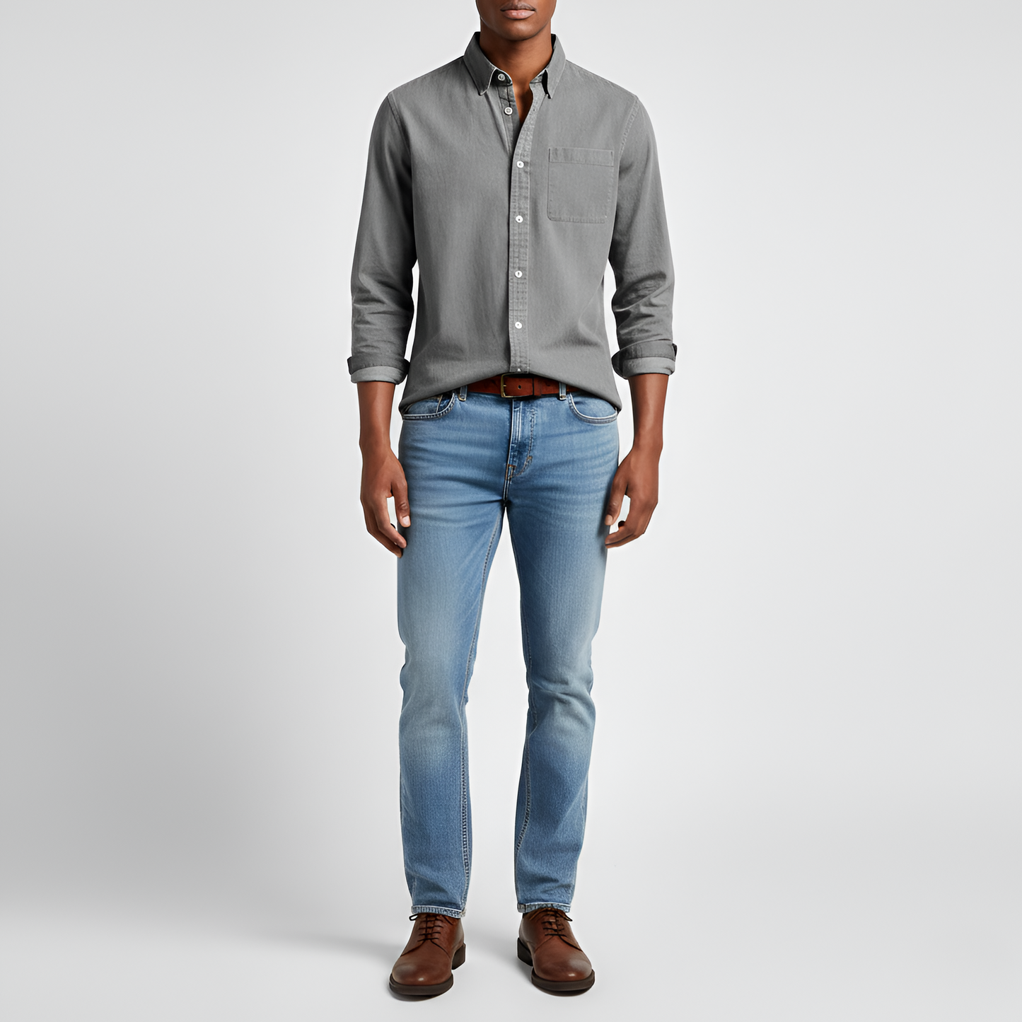 Men's Cotton Long Sleeve Button Down Shirt Casual Fit
