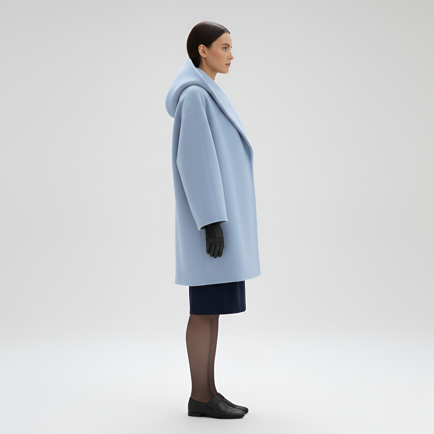 Women's Wool Blend Midi Coat Shawl Collar Winter