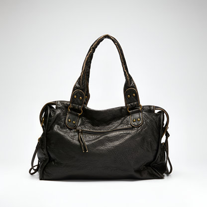 Women's Leather Shoulder Tote Bag Zipper Pockets - VibreMode