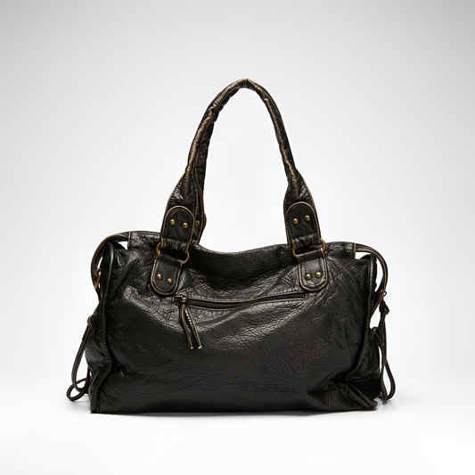 Women's Leather Shoulder Tote Bag Zipper Pockets - VibreMode