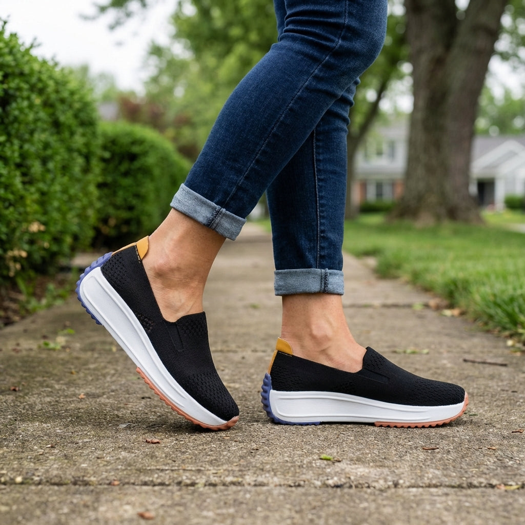 Orthopedic Slip On Sneakers Knit Platform