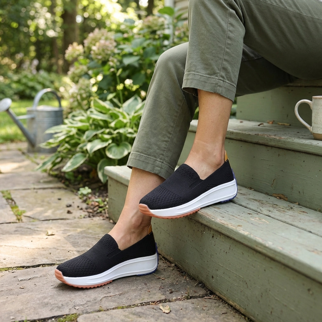 Orthopedic Slip On Sneakers Knit Platform