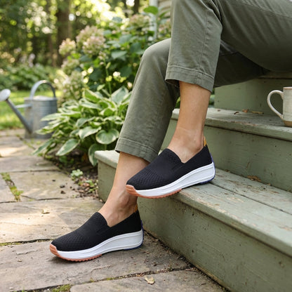 Orthopedic Slip On Sneakers Knit Platform