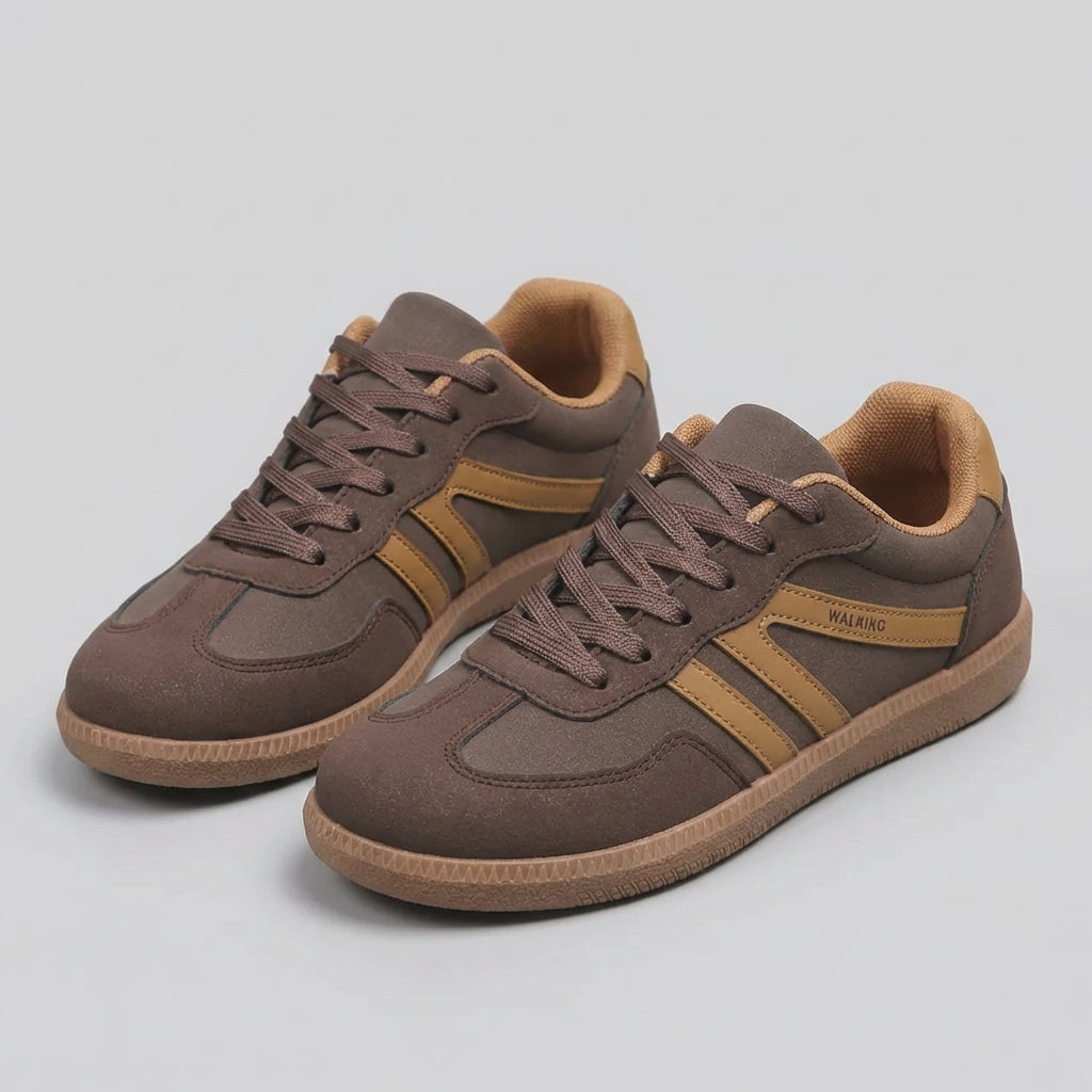Lace Up Sneakers Textured Sole Contrasting Stripes - VibreMode