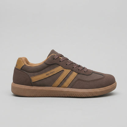 Lace Up Sneakers Textured Sole Contrasting Stripes