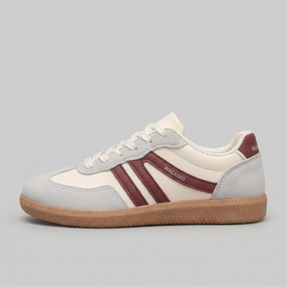 Lace Up Sneakers Textured Sole Contrasting Stripes