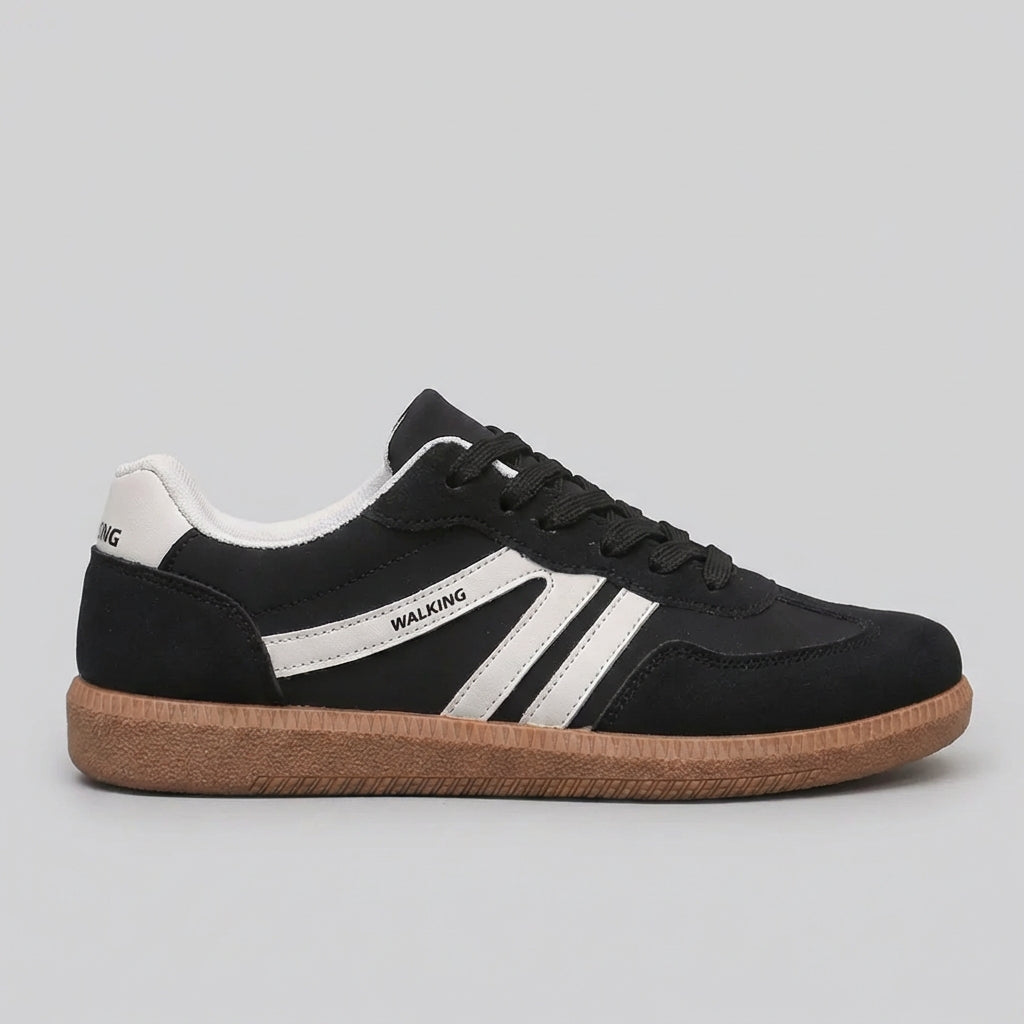Lace Up Sneakers Textured Sole Contrasting Stripes