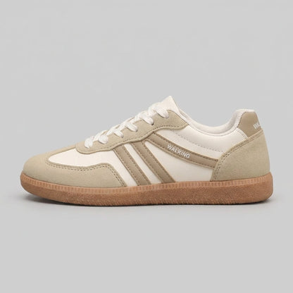 Lace Up Sneakers Textured Sole Contrasting Stripes