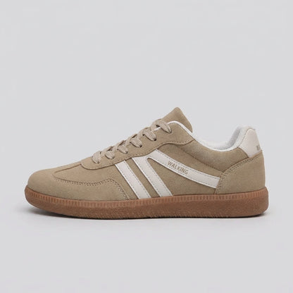 Lace Up Sneakers Textured Sole Contrasting Stripes