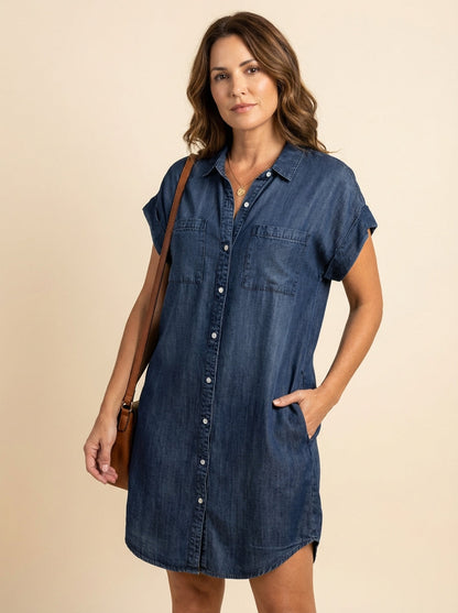 Women's Shirt Dress Cotton Relaxed Fit