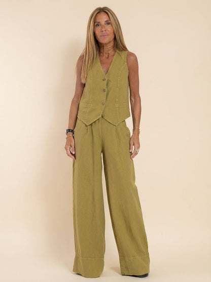 Linen Texture Vest And Trousers Set - VibreMode