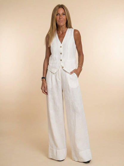 Linen Texture Vest And Trousers Set