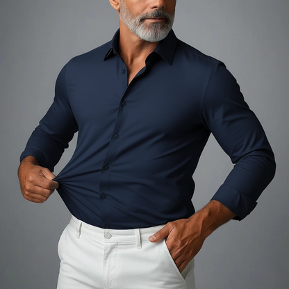 Men's Slim Fit Button-Down Shirt Stretch Cotton - VibreMode