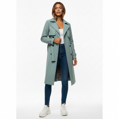 Women's Double Button Trench Coat Classic Wool