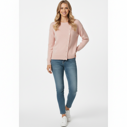 Women's Asymmetric Knit Cardigan Long Sleeve Button