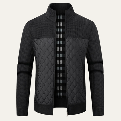 Men's Quilted Puffer Jacket Warm Black - VibreMode