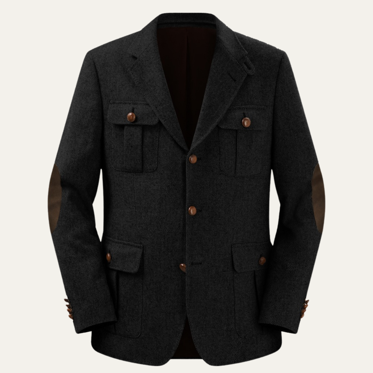 Men's Tweed Blazer Jacket Elbow Patches - VibreMode