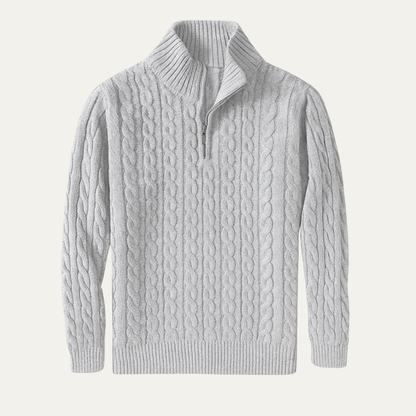 Men's Cable Knit Quarter Zip Sweater Warm - VibreMode