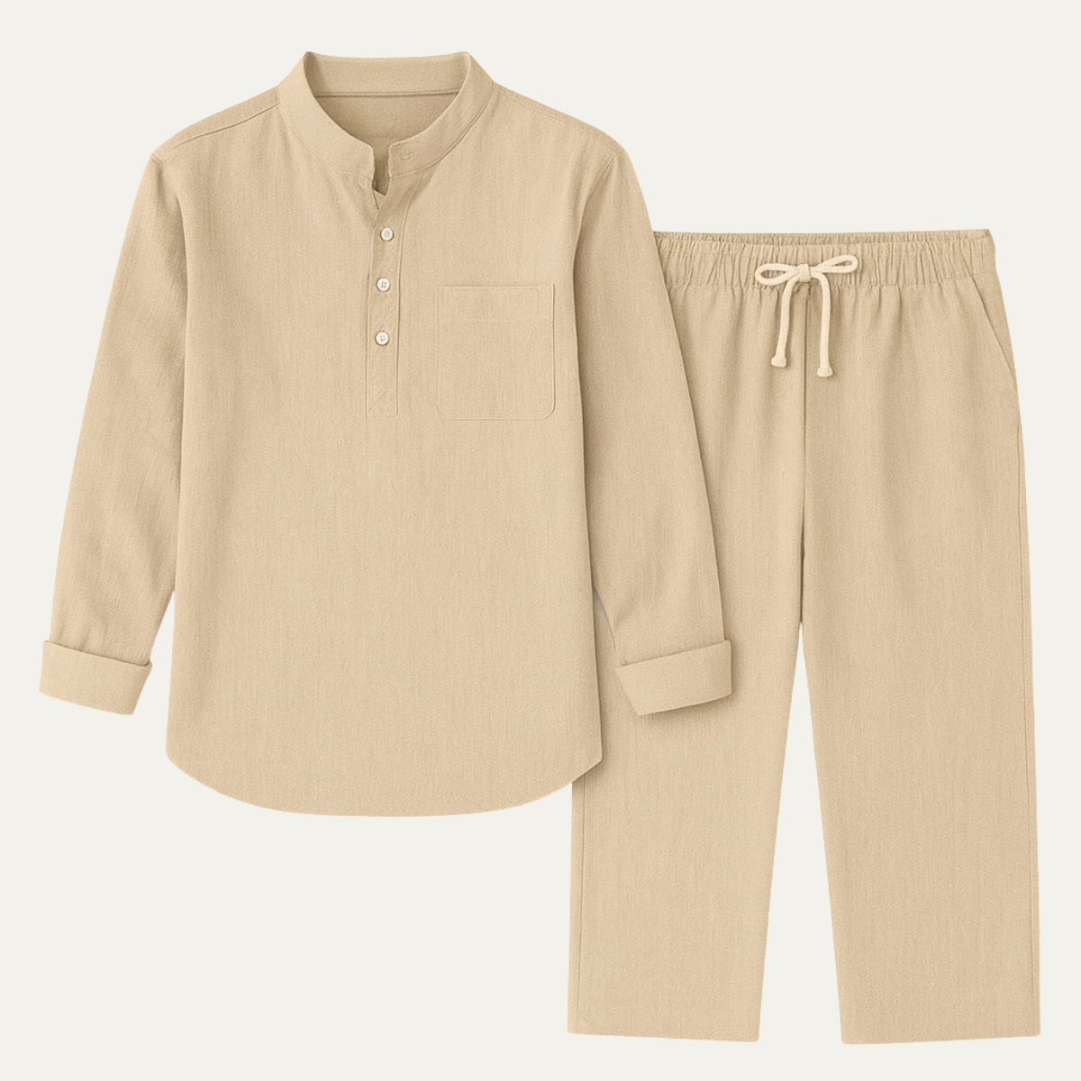 Men's Casual Long Sleeve Shirt And Relaxed Trousers Lightweight - VibreMode
