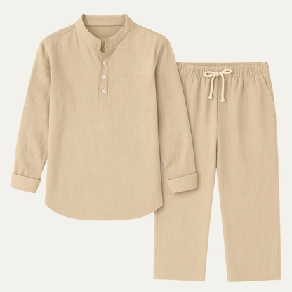 Men's Casual Long Sleeve Shirt And Relaxed Trousers Lightweight - VibreMode