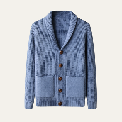Men's Thick Knit Cardigan Shawl Collar Button Up - VibreMode