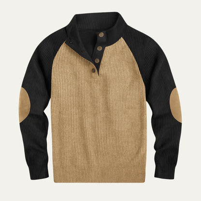 Men's Colorblock Corduroy Sweater Stand Up Collar - VibreMode