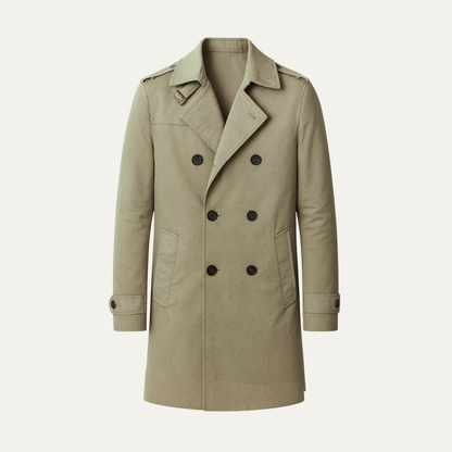Men's Slim Fit Trench Coat Single Breasted Notched Collar - VibreMode