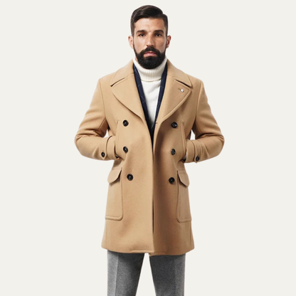 Men's Double Breasted Wool Blend Overcoat
