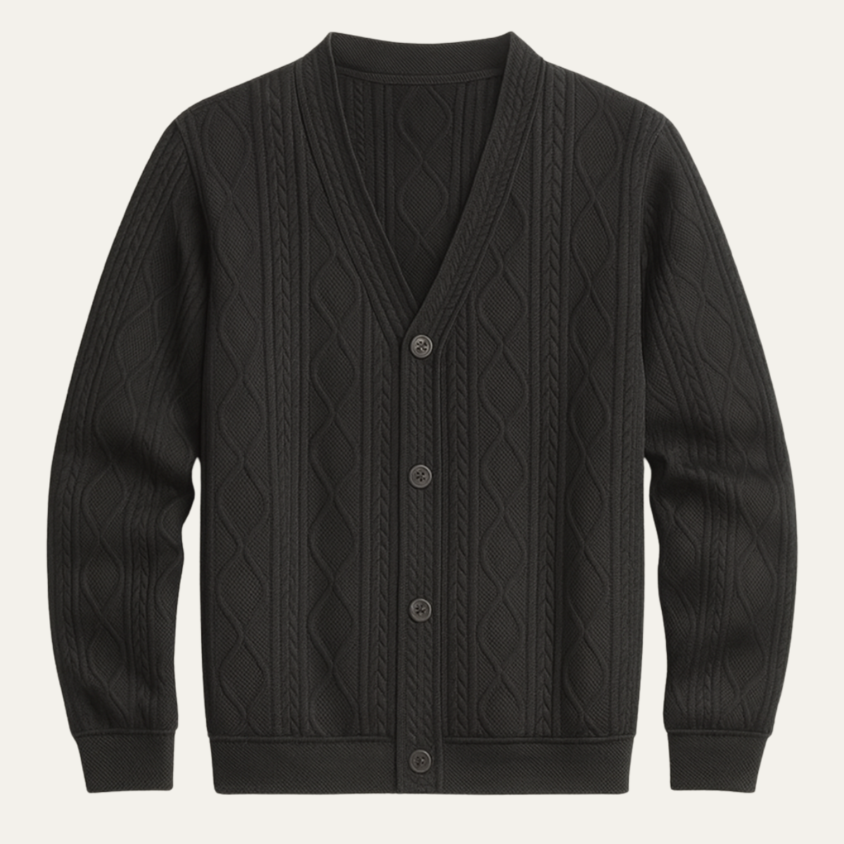 Brindisi Men's Cable Knit Cardigan V Neck Diamond Pattern - VibreMode