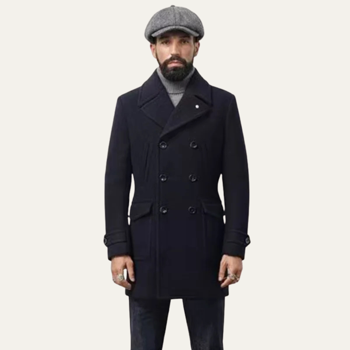 Men's Double Breasted Wool Blend Overcoat