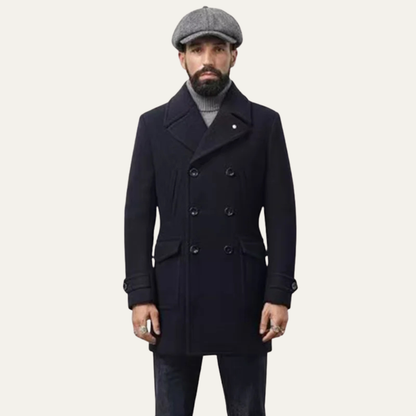 Men's Double Breasted Wool Blend Overcoat