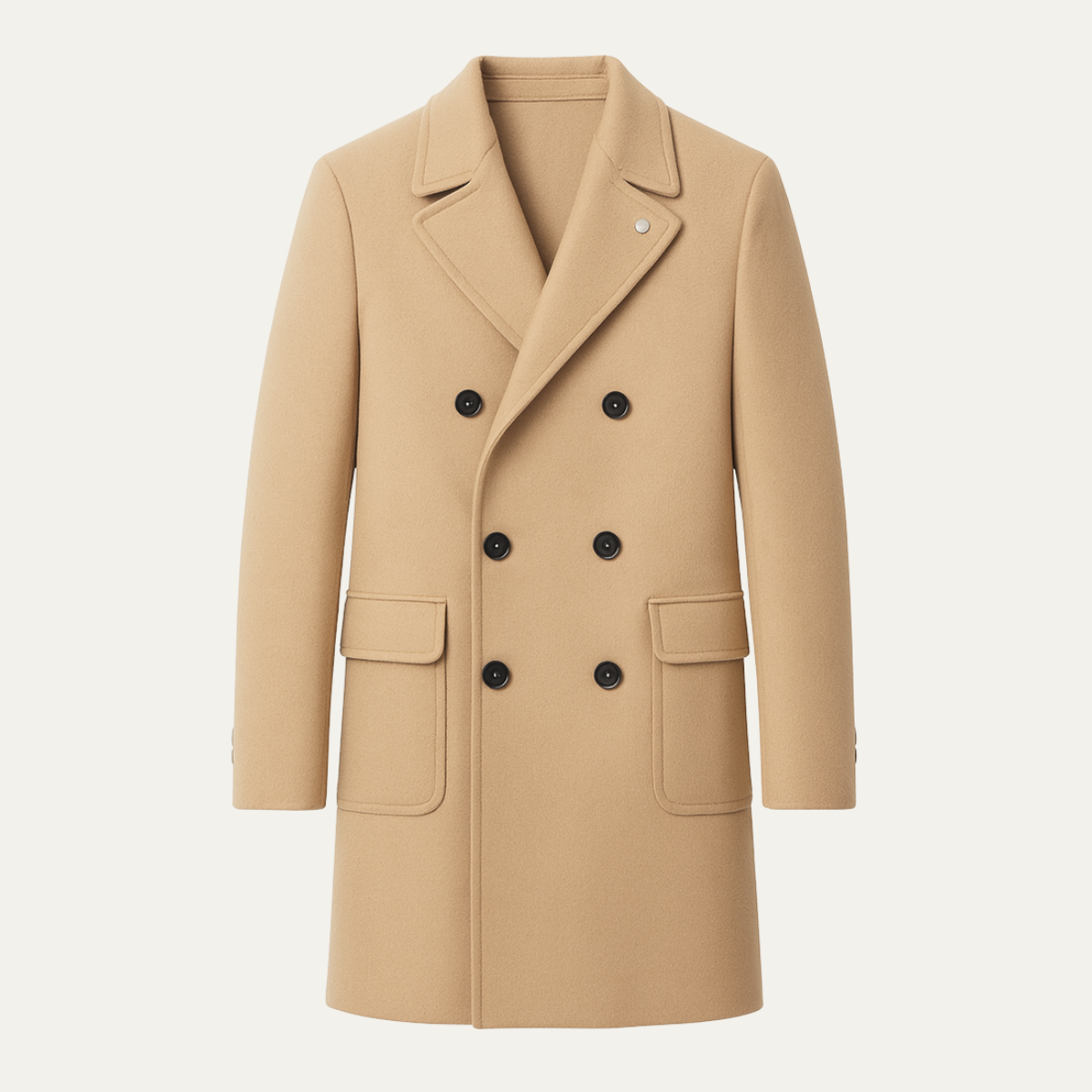 Men's Double Breasted Wool Blend Overcoat - VibreMode