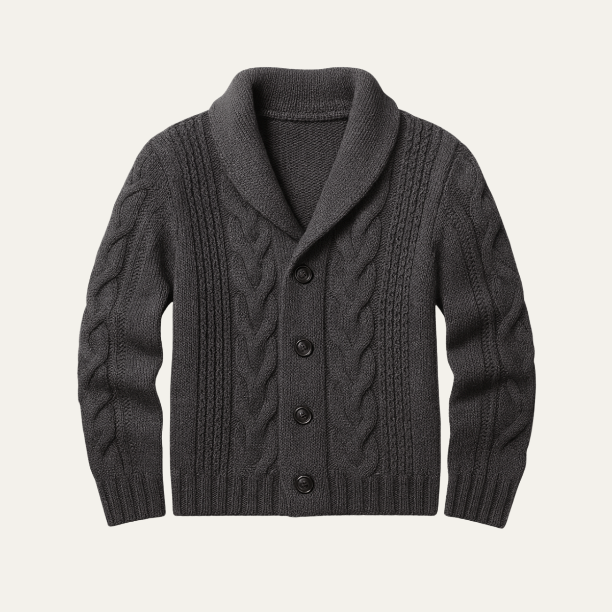 Men's Knitted Cardigan Coarse Yarn Beige - VibreMode