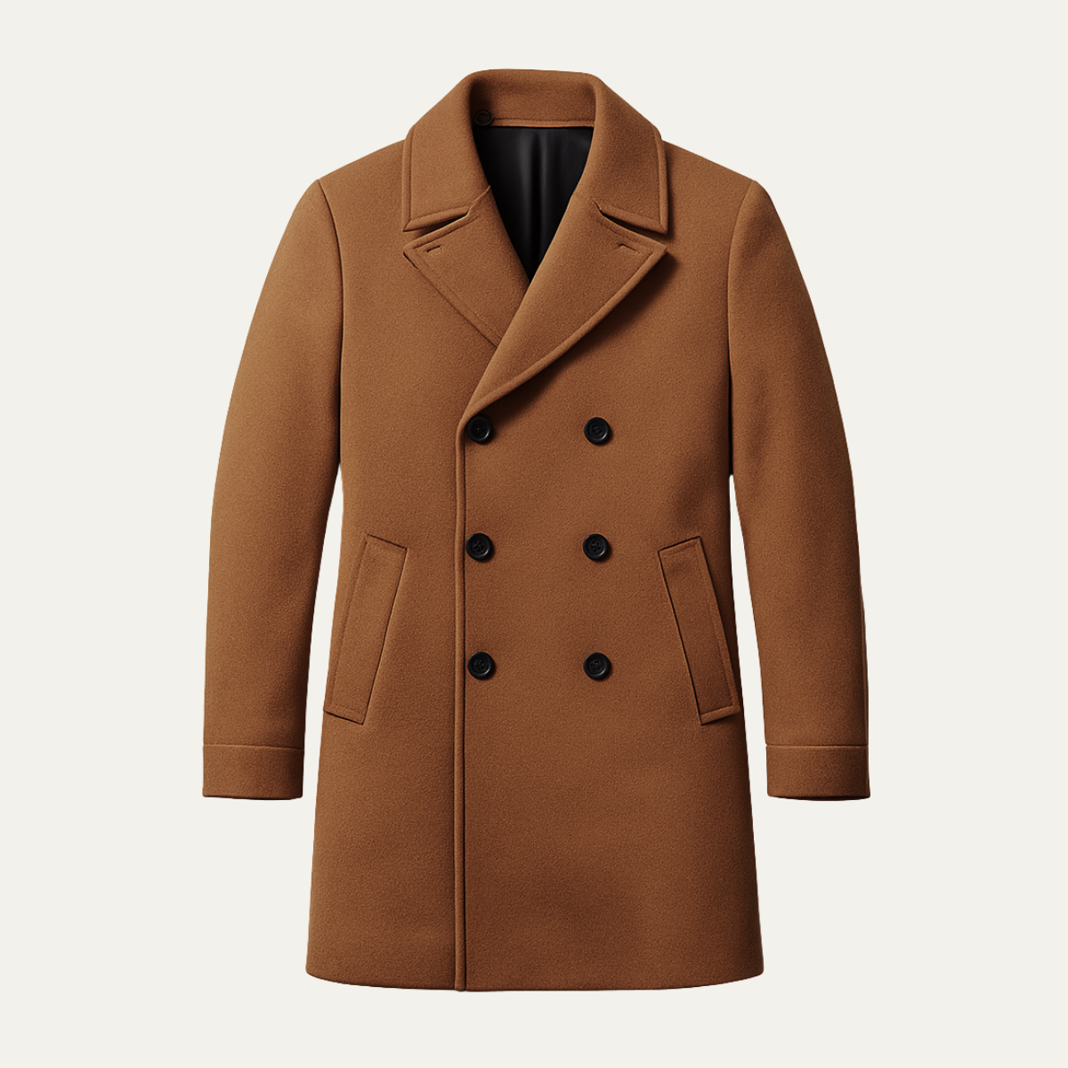 Men's Double Breasted Wool Blend Coat - VibreMode